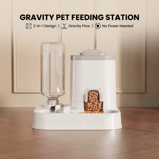 Effortless 2-In-1 Gravity Pet Feeder & Water Dispenser | No Plugs, No Hassle