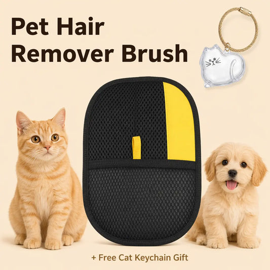 [Upgraded] Pet Hair Removal Gloves Larger Size Electrostatic Remover Reusable for Cat Dog Fur Cleaning on Sofas Furniture Carpets Car Seats Pet Grooming Gloves with Free Cat Keychain Gift